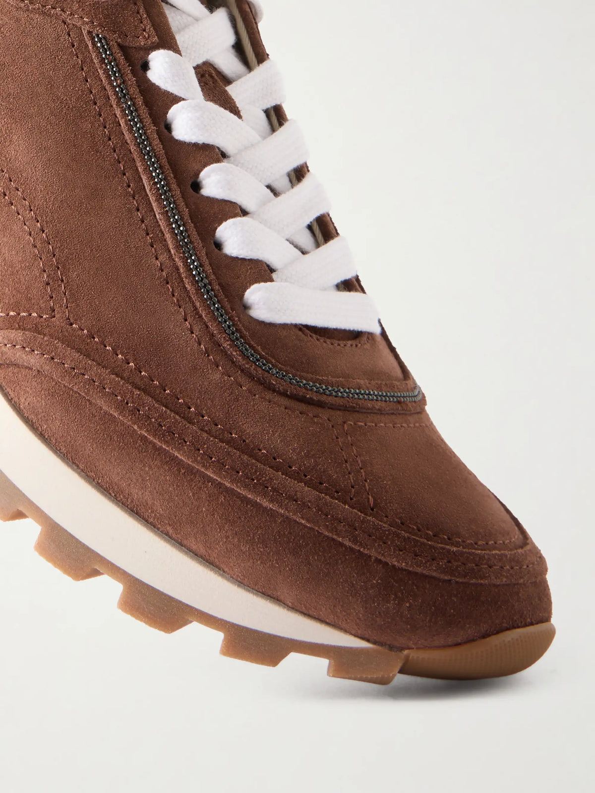 Suede Bead-embellished Sneakers