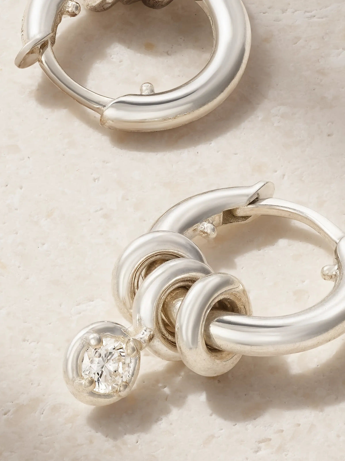 Zahra Sterling Silver Diamond Hoop Earrings
