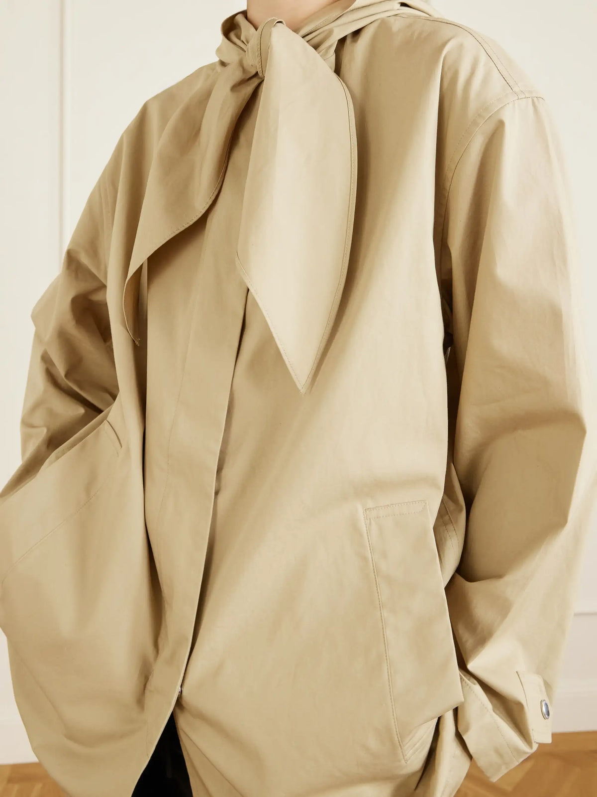 Scarf-detailed Organic Cotton Jacket
