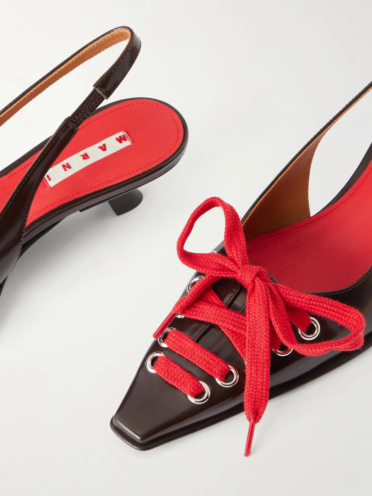 Kat Lace-up Leather Slingback Pumps