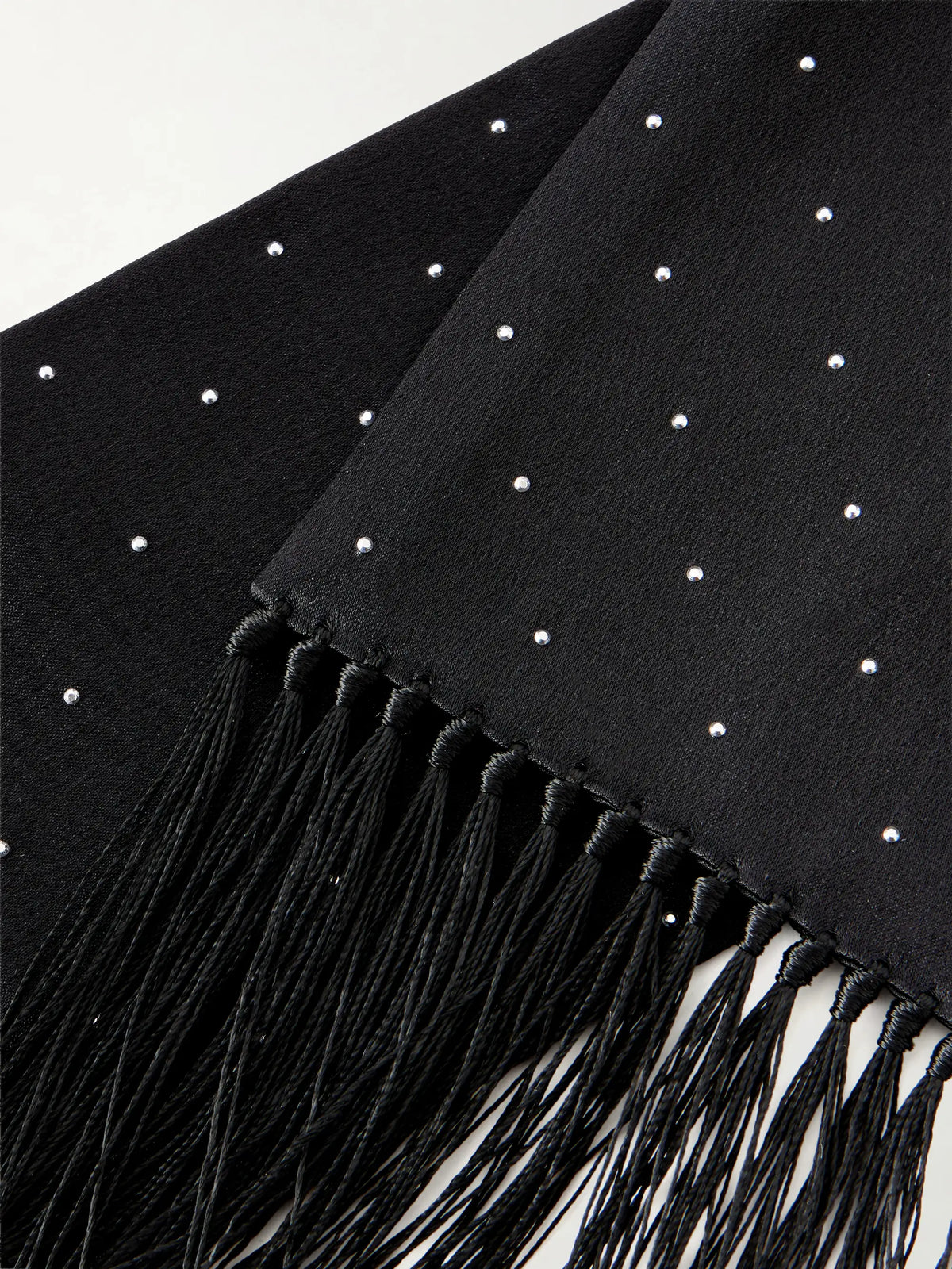 TOM FORD Fringed Crystal-embellished Silk-satin Scarf