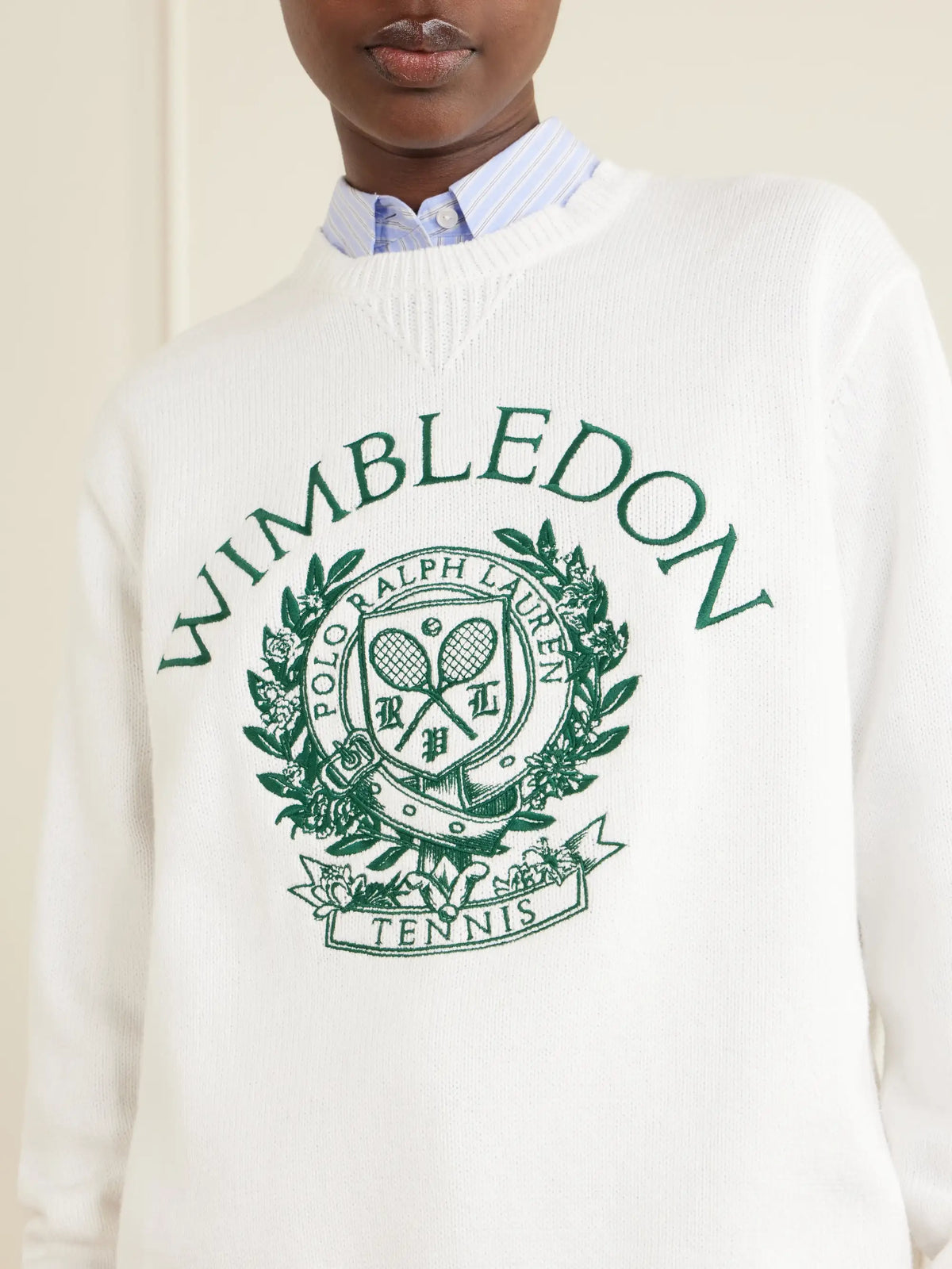 + Wimbledon Logo-embroidered Cotton Sweater