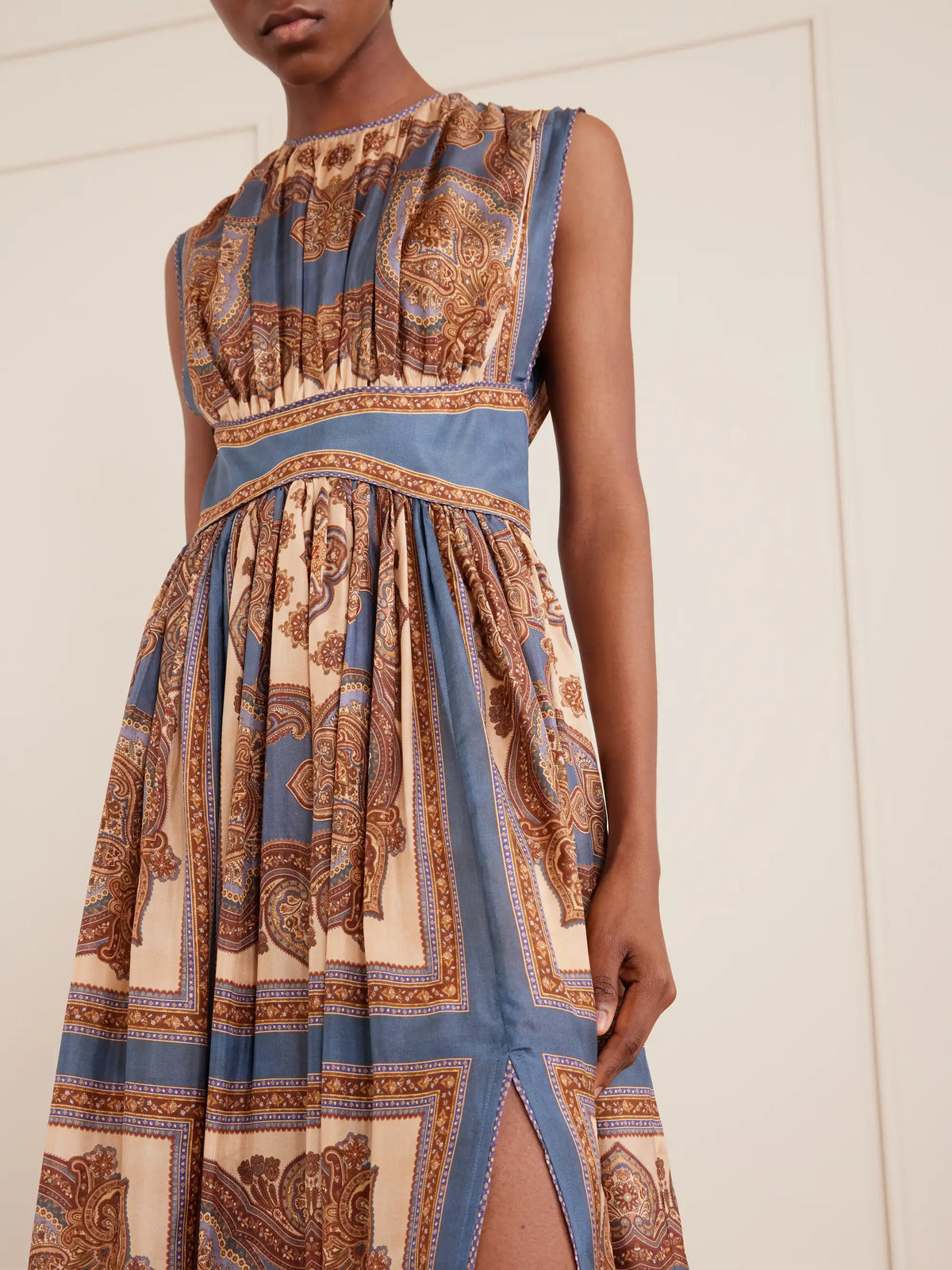 Mahon Gathered Printed Silk Maxi Dress