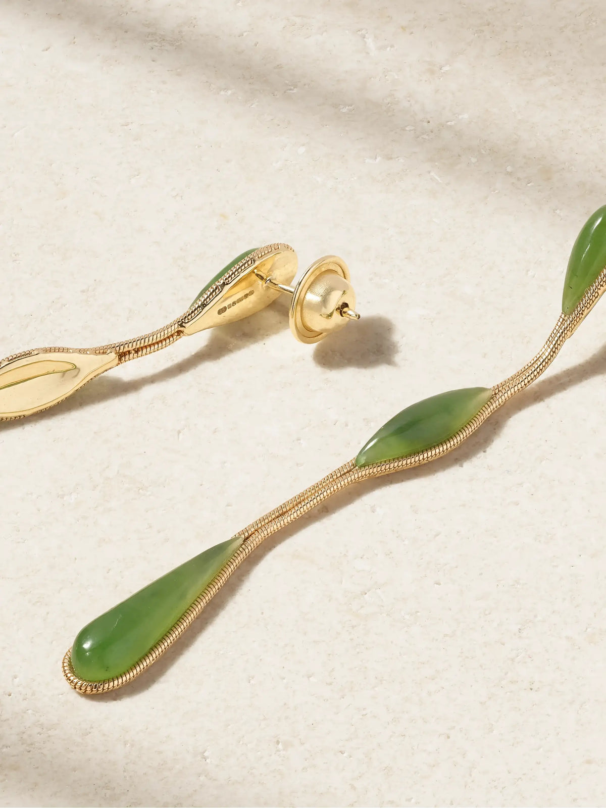Fluid 18-karat Gold Jade Earrings