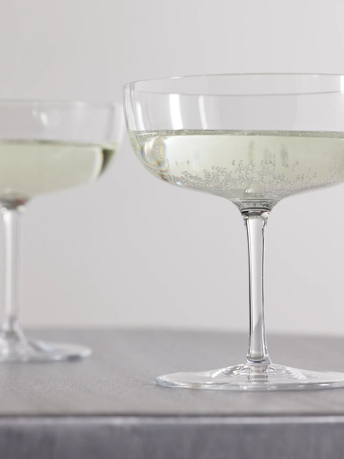 Set Of Two Crystal Glass Champagne Coupes