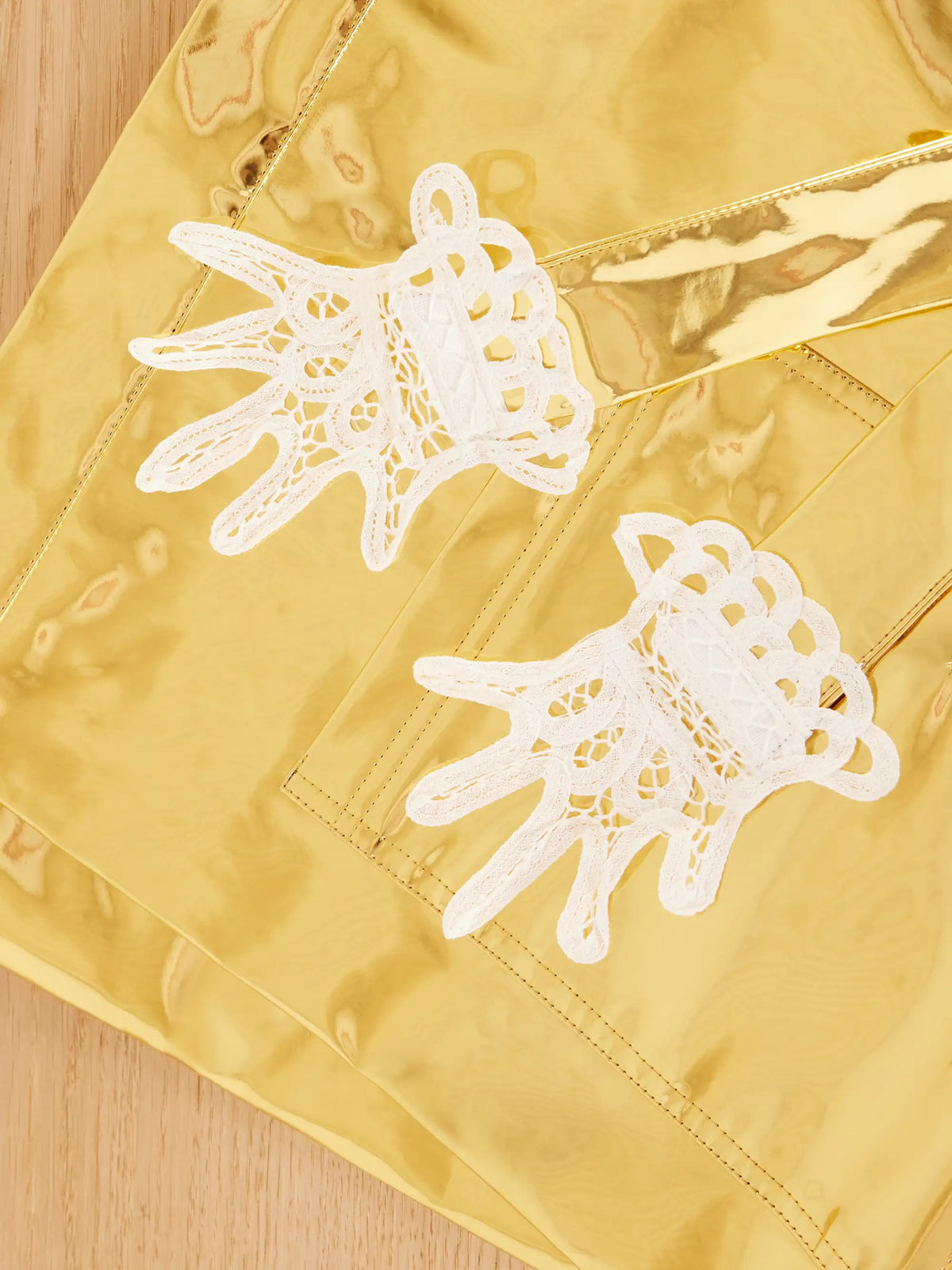 Lace-trimmed Metallic Pvc Apron