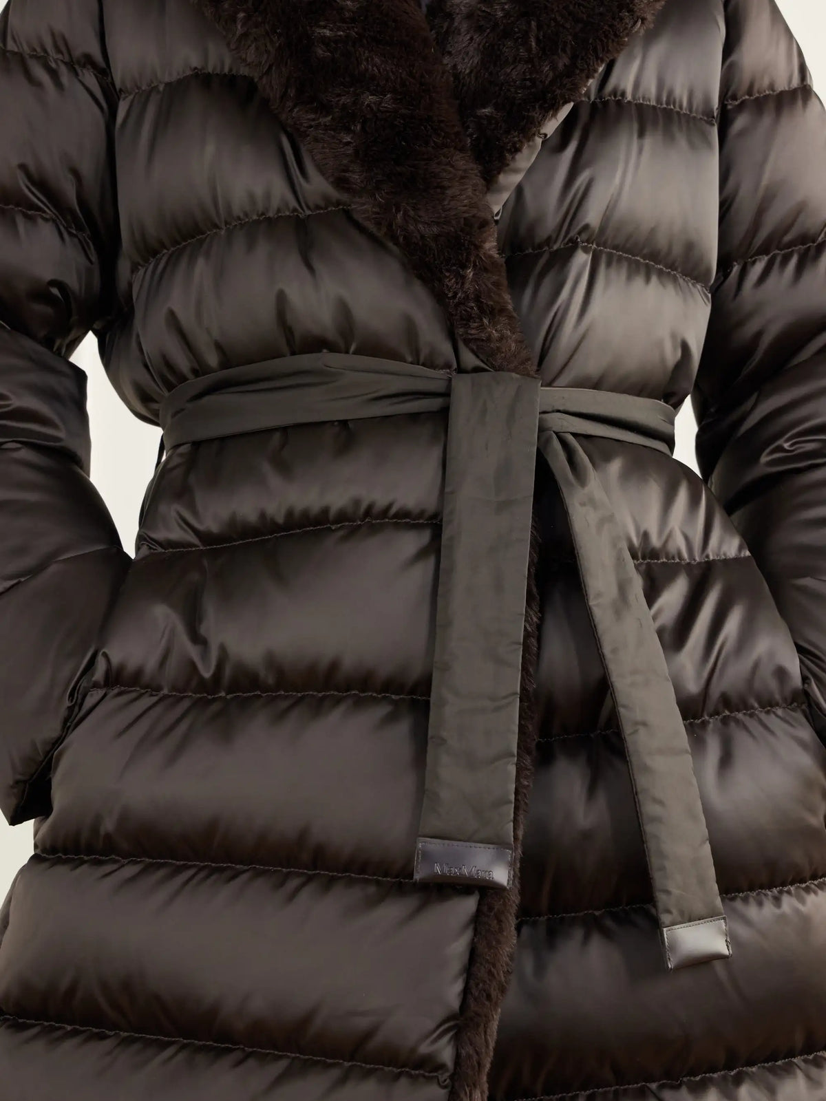 Max Mara Medusa Hooded Belted Quilted Plush-trimmed Shell Down Coat