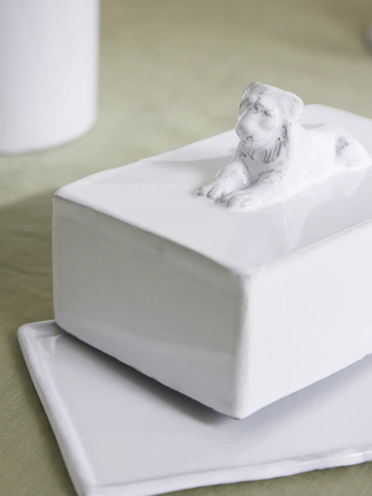 Lion Ceramic Butter Dish
