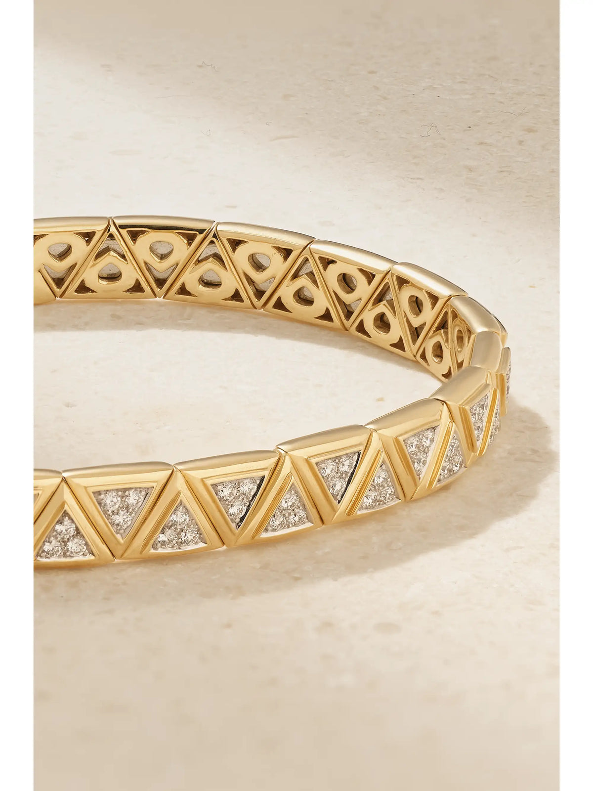 Triangoli 18-karat Gold Diamond Bangle