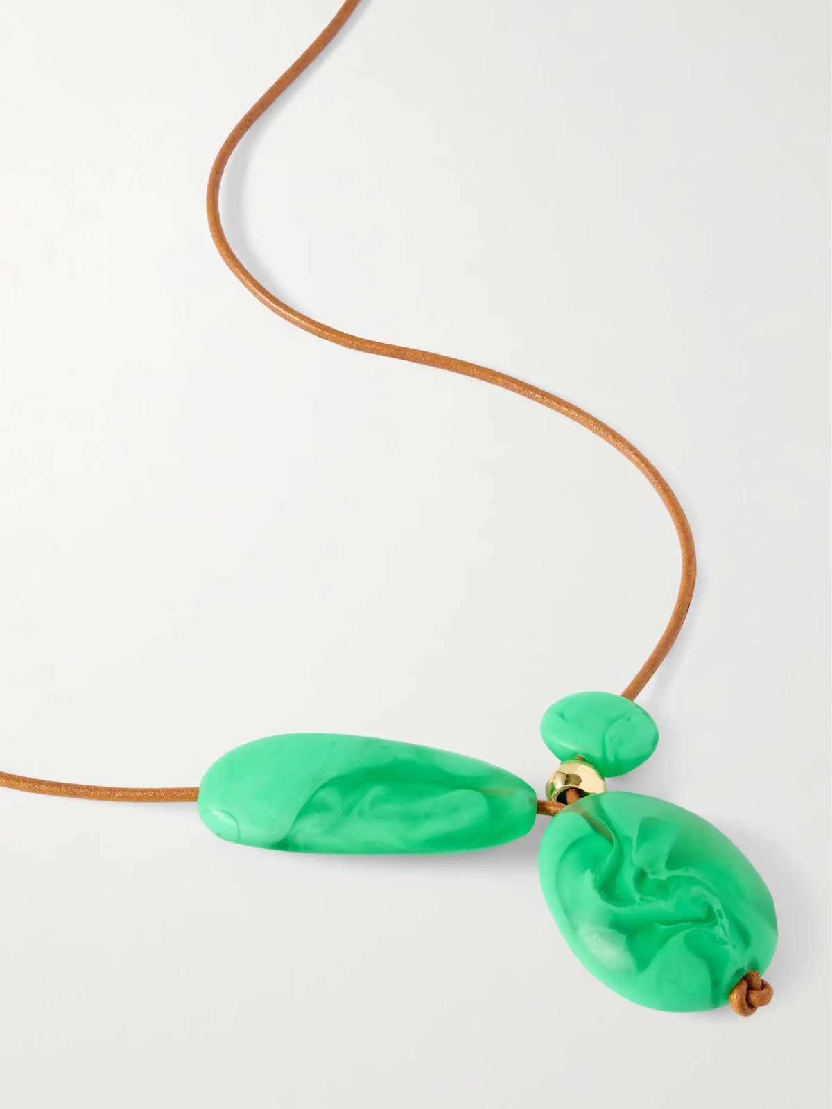 Rock Cluster Leather, Resin And Gold-tone Necklace