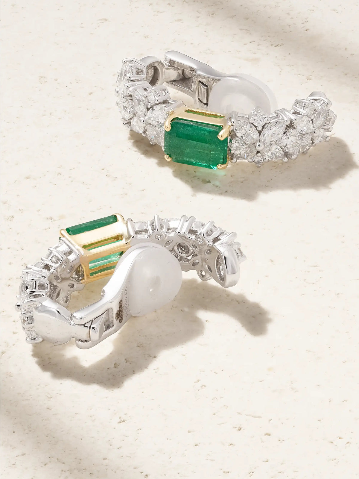 18-karat White And Yellow Gold, Diamond And Emerald Clip Earrings