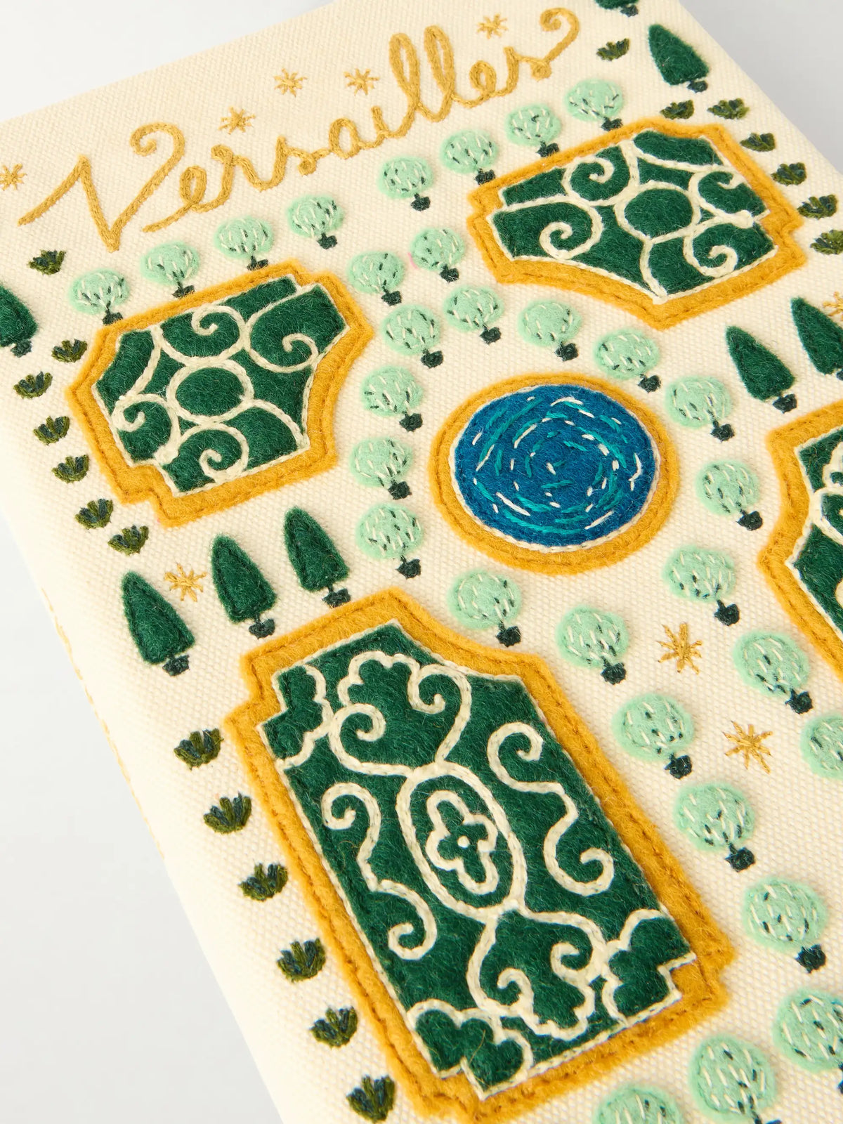 Versailles Appliquéd Embroidered Canvas Clutch