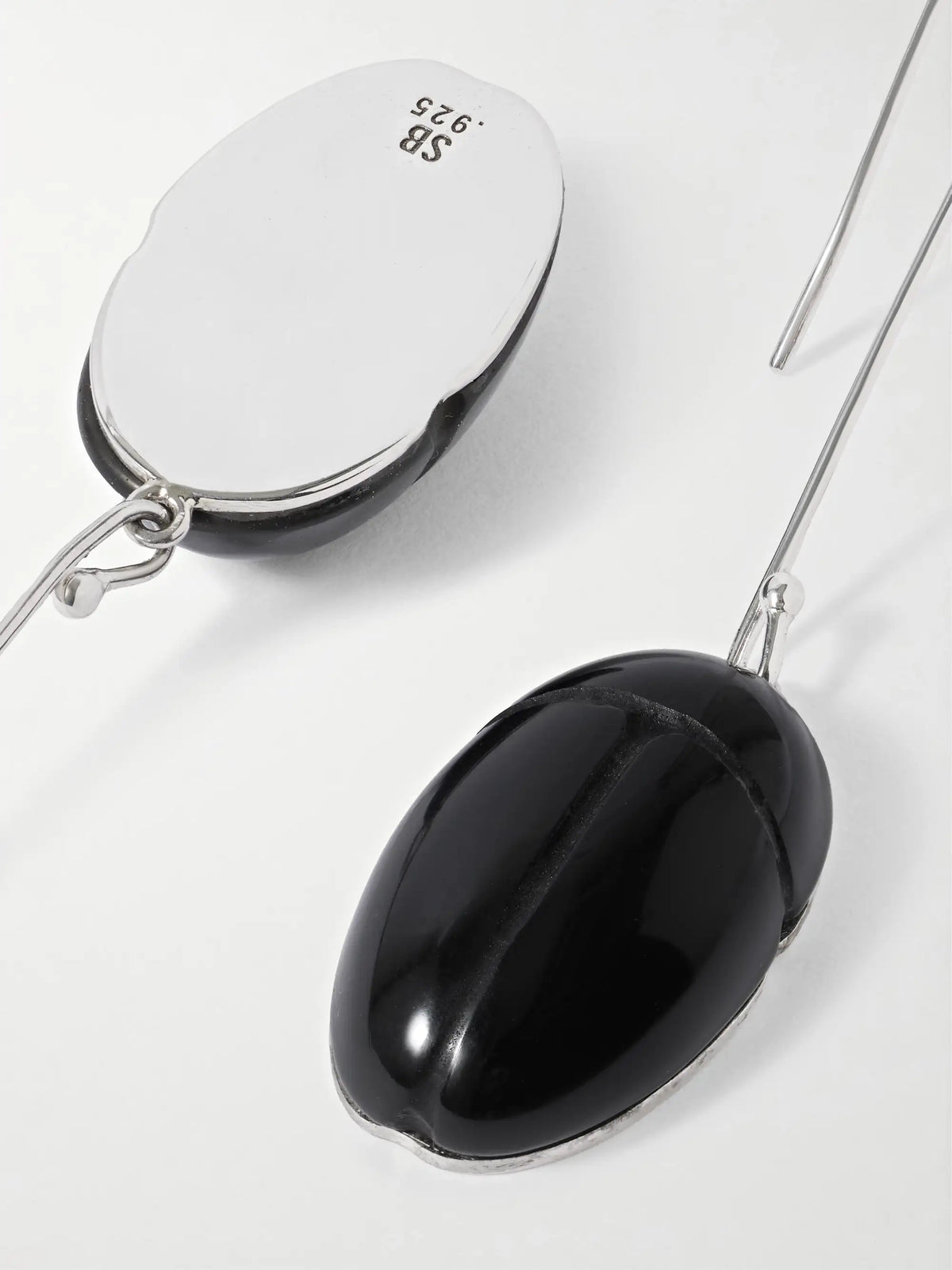 Scarab Silver Onyx Drop Earrings