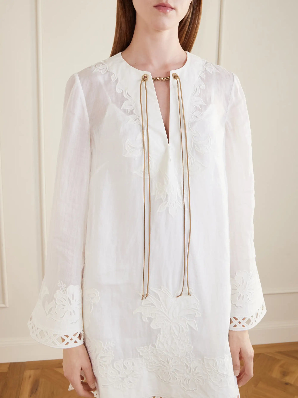 Indra Embroidered Ramie Mini Dress