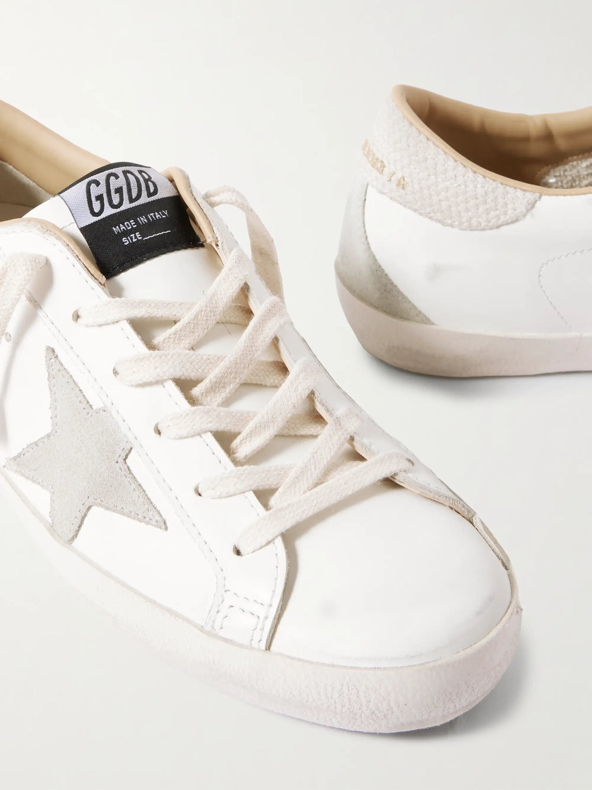 Super-star Distressed Suede-trimmed Leather Sneakers
