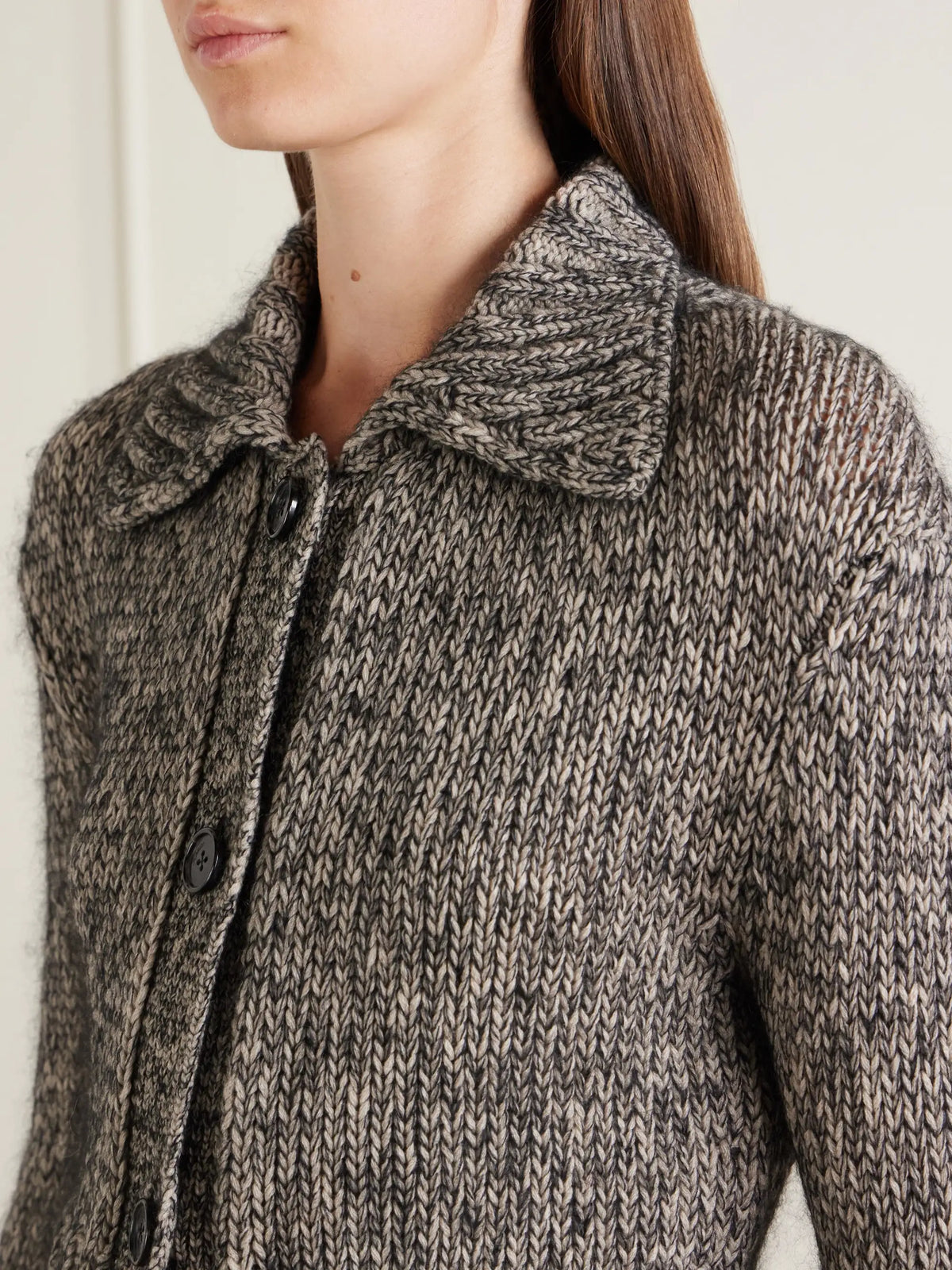 KHAITE Takeo Cashmere, Mohair And Silk-blend Mélange Cardigan