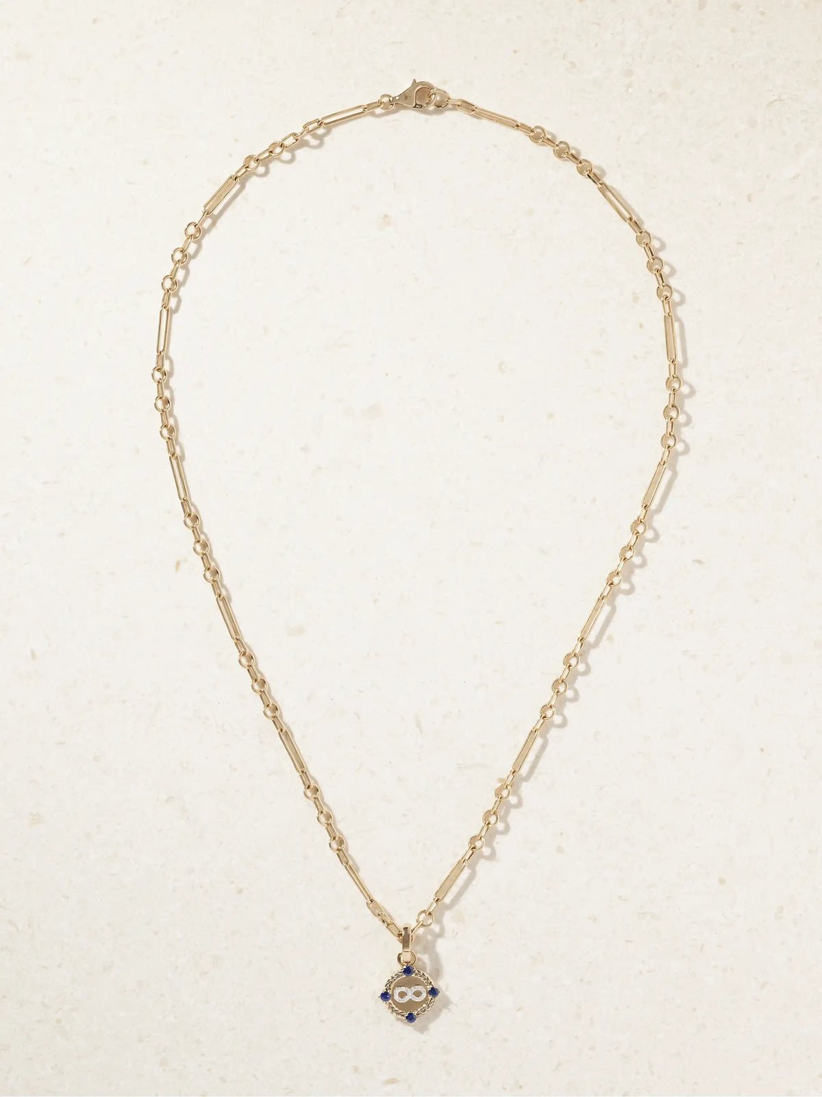 Infinite Gratitude + Fine Mixed Clip 18-karat Gold Diamond And Sapphire Necklace