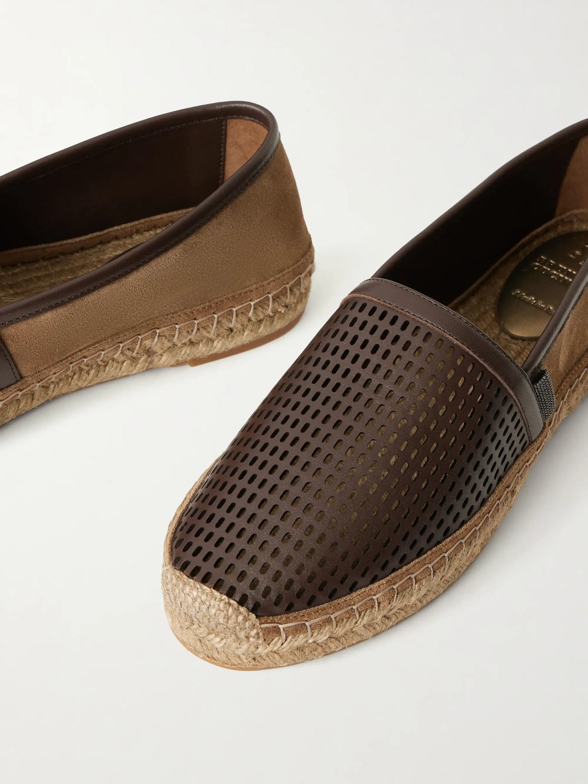 Bead-embellished Suede And Laser-cut Leather Espadrilles