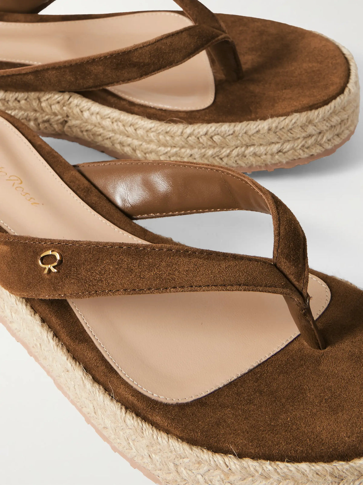 Embellished Suede Platform Espadrille Flip Flops