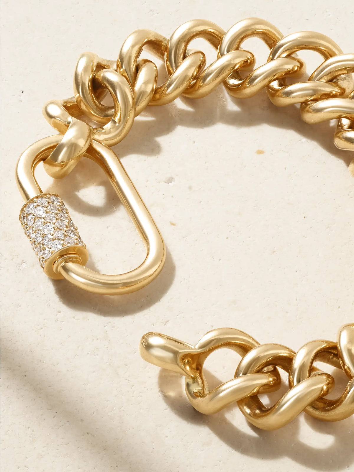 Mega Curb 14-karat Gold Diamond Bracelet