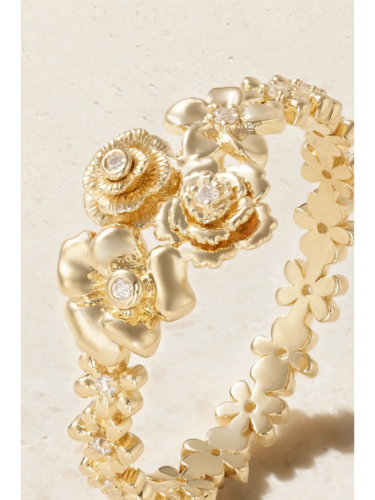 Flower Cluster 14-karat Gold Diamond Ring