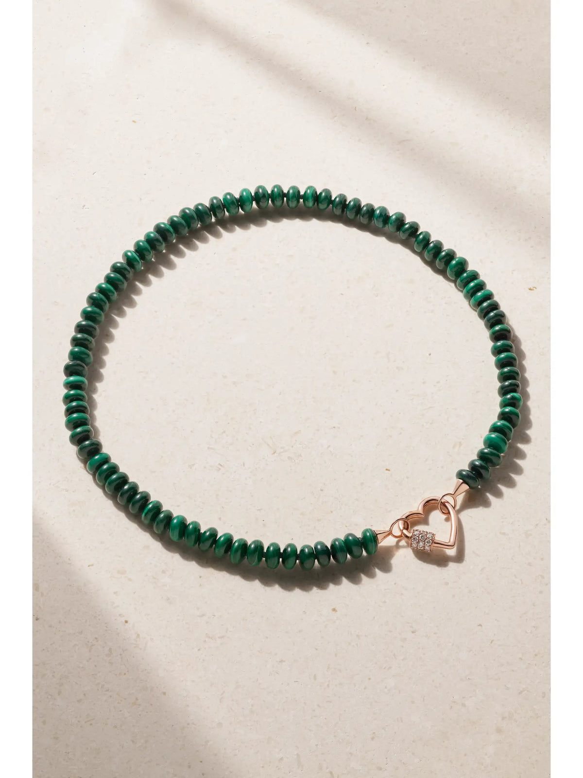 14-karat Rose Gold, Malachite And Diamond Necklace