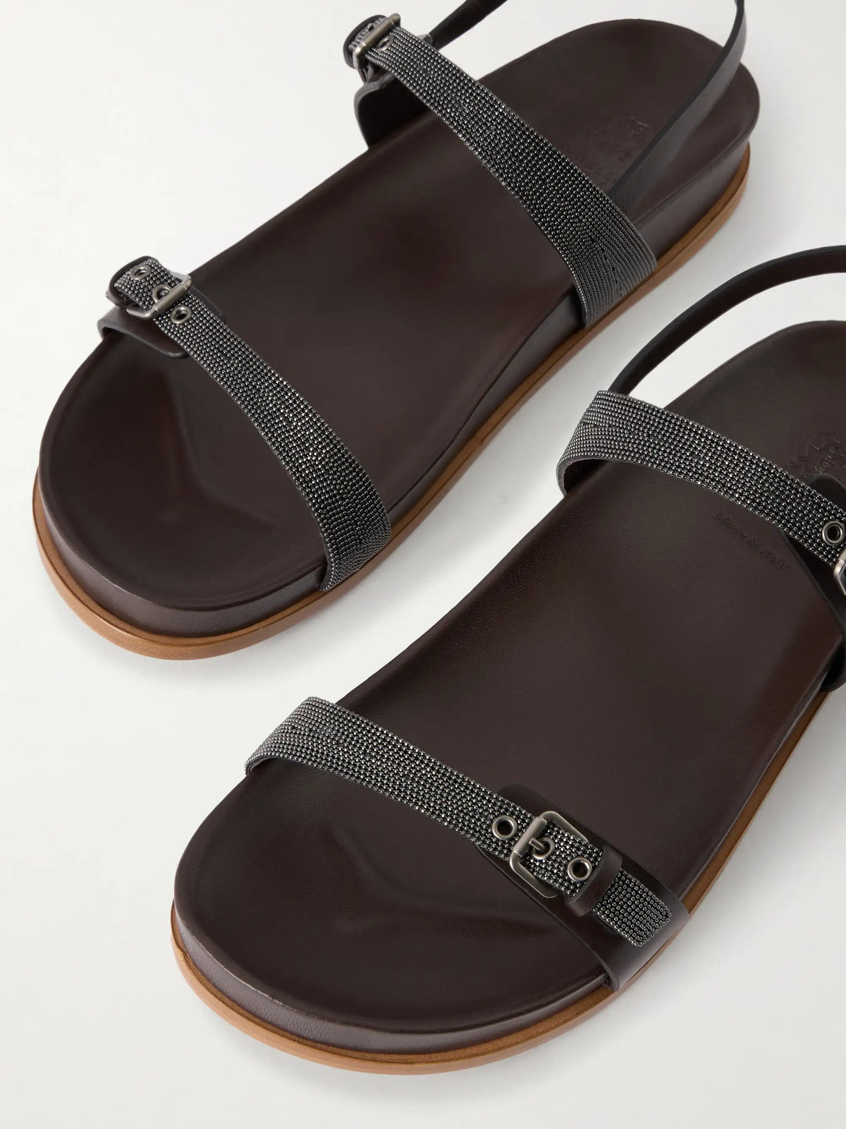 Brunello Cucinelli Embellished Leather Sandals