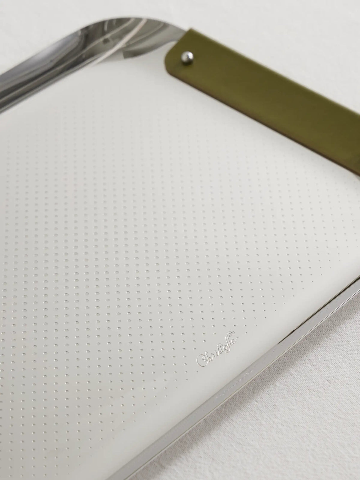 Club Leather-trimmed Stainless Steel Tray