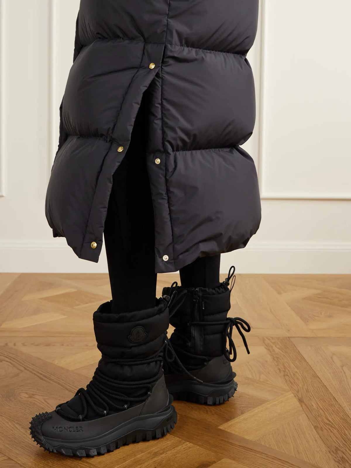 Moncler Ornement Quilted Scarf-detailed Rib-trimmed Shell Down Coat