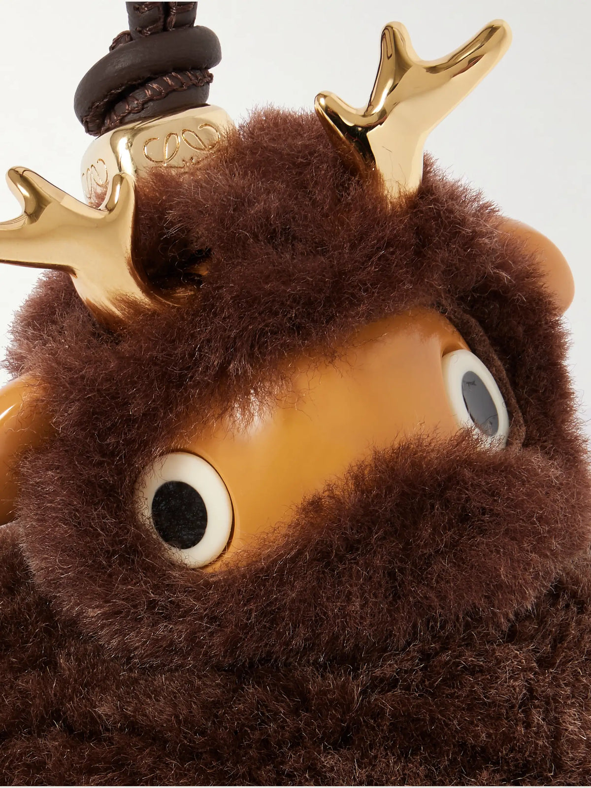 Fawnie Leather-trimmed Shearling, Acetate And Gold-tone Bag Charm