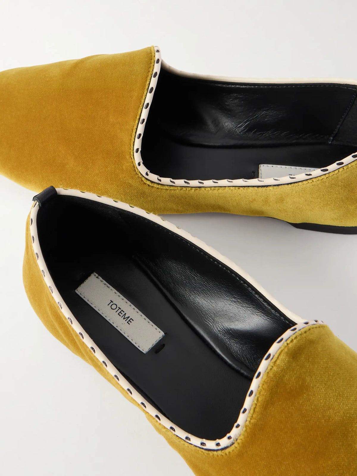 Leather-trimmed Velvet Slippers
