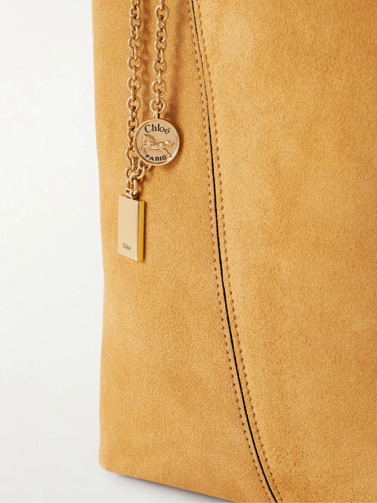Spin Embellished Paneled Suede Tote