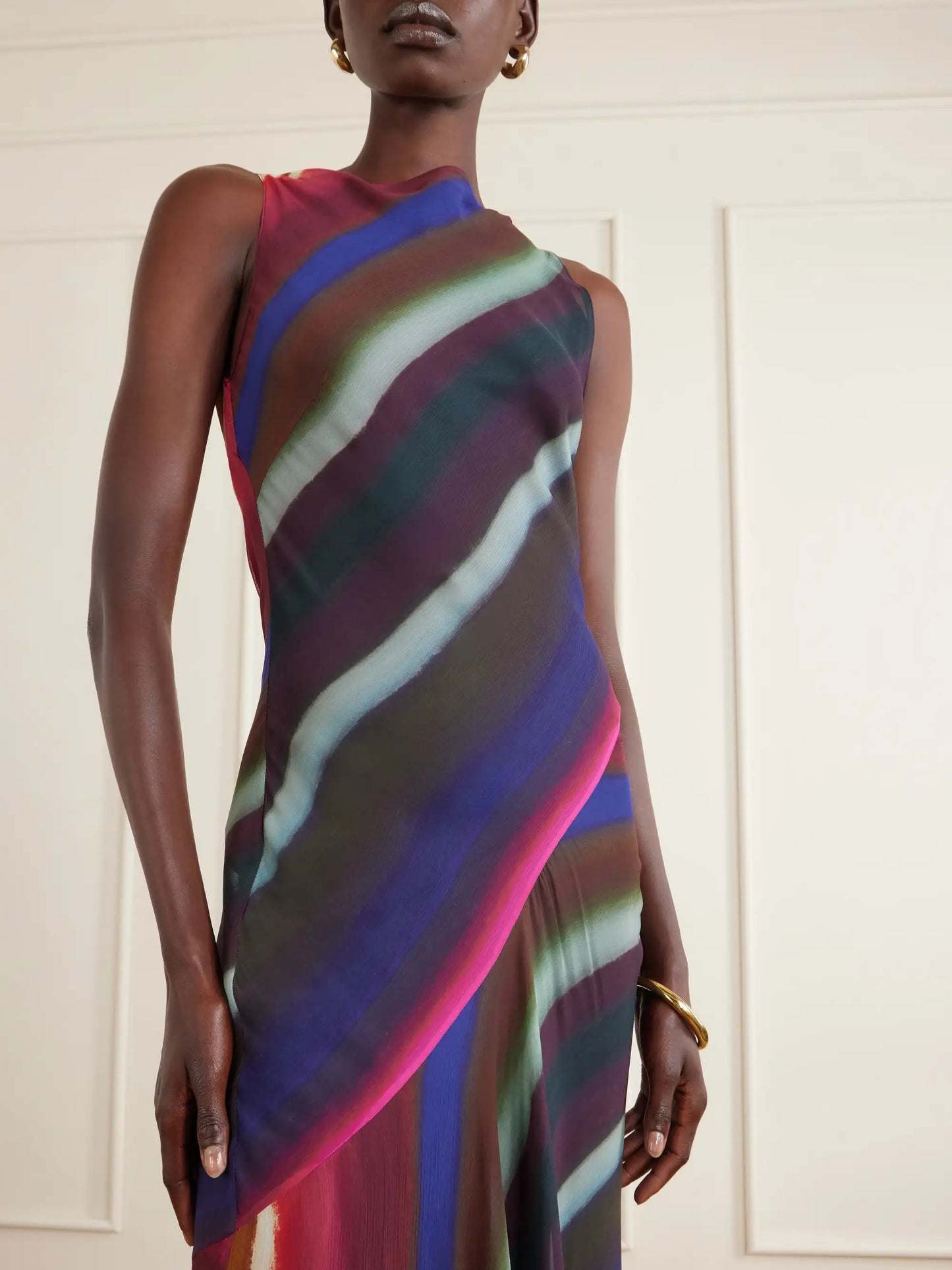 Louie Striped Satin-crepe Maxi Dress