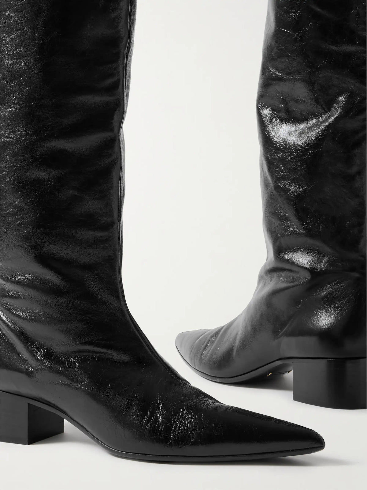 Andee Crinkled-leather Knee Boots