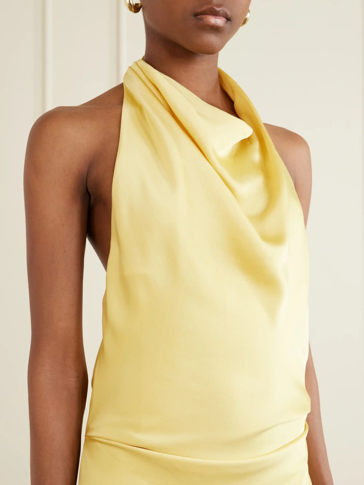 Reannon Draped Satin Halterneck Gown