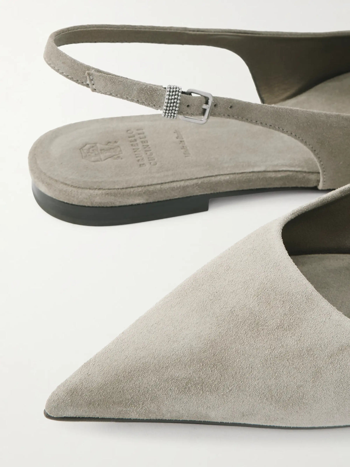 Embellished Suede Slingback Flats