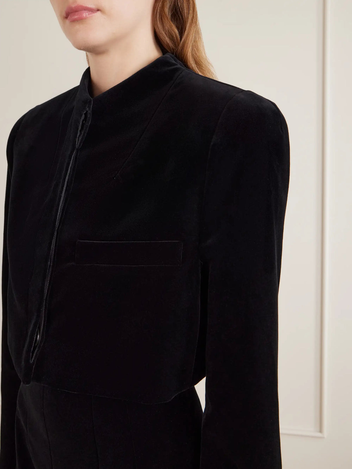 KHAITE Samo Cropped Velvet Cotton-blend Jacket