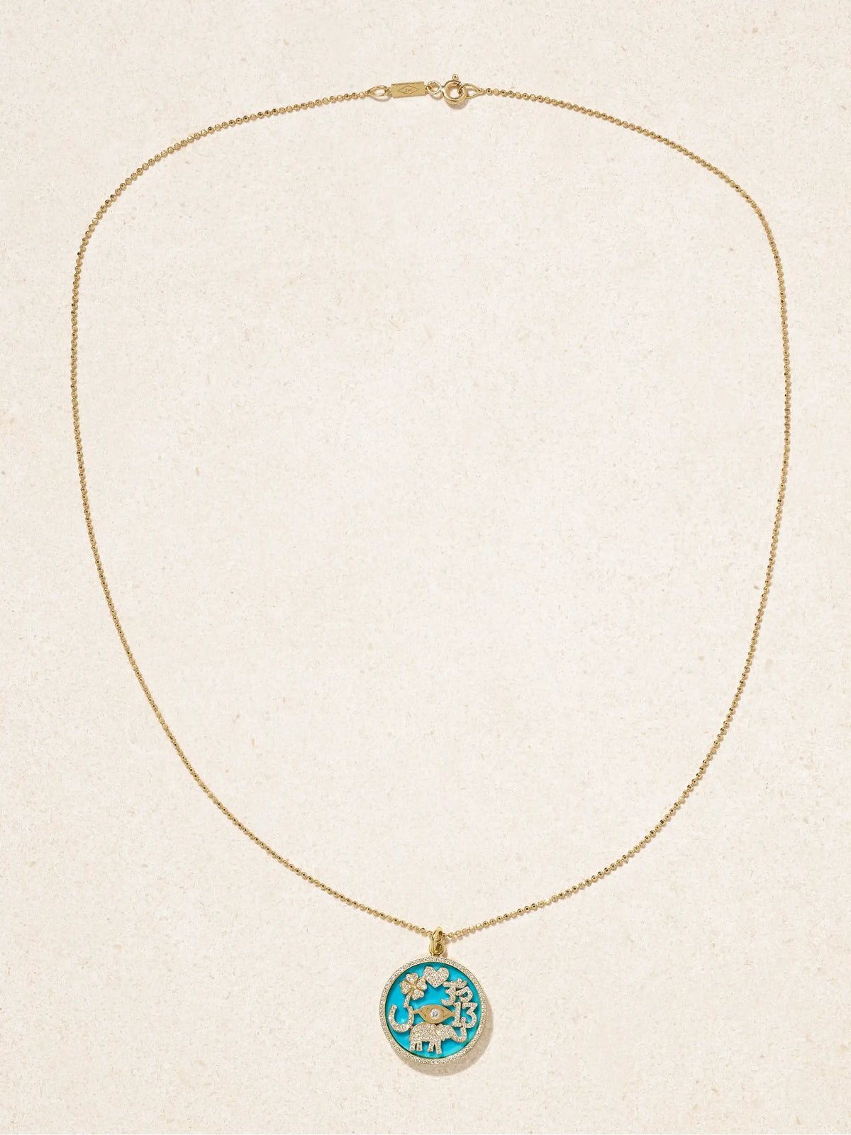 Good Luck 18-karat Gold, Turquoise And Diamond Necklace