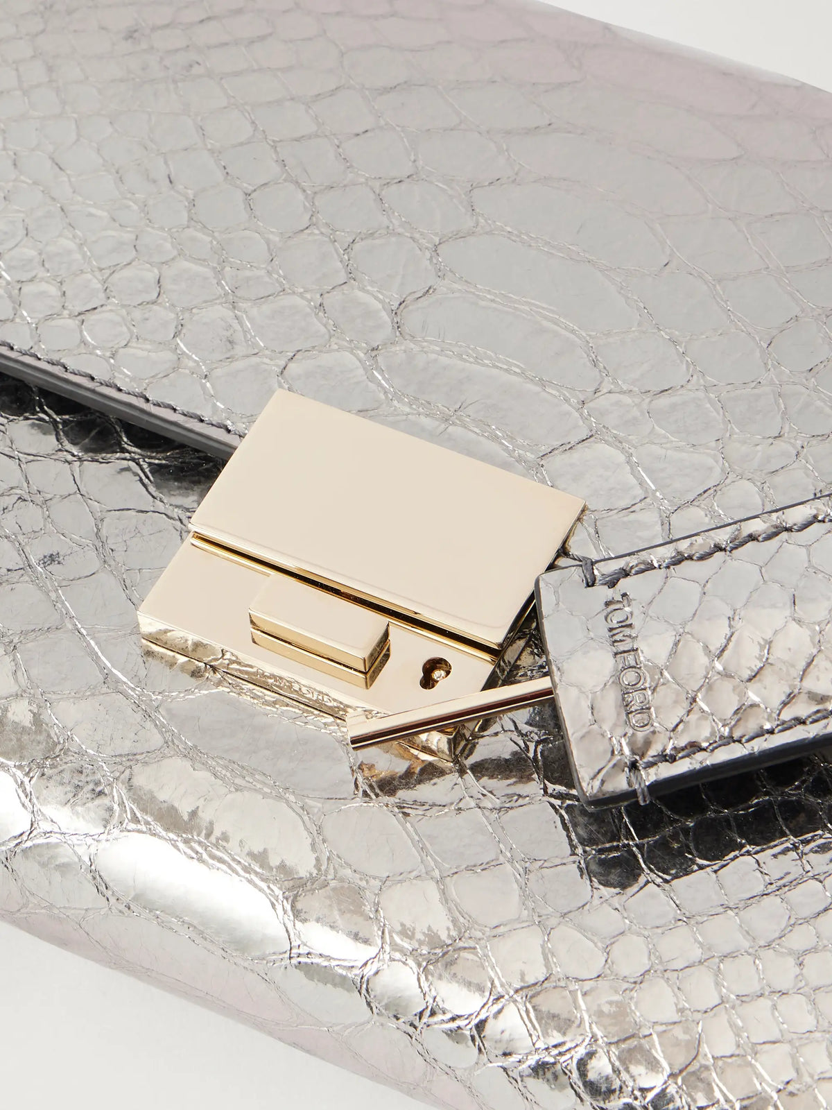 Jean Metallic Snake-effect Leather Clutch