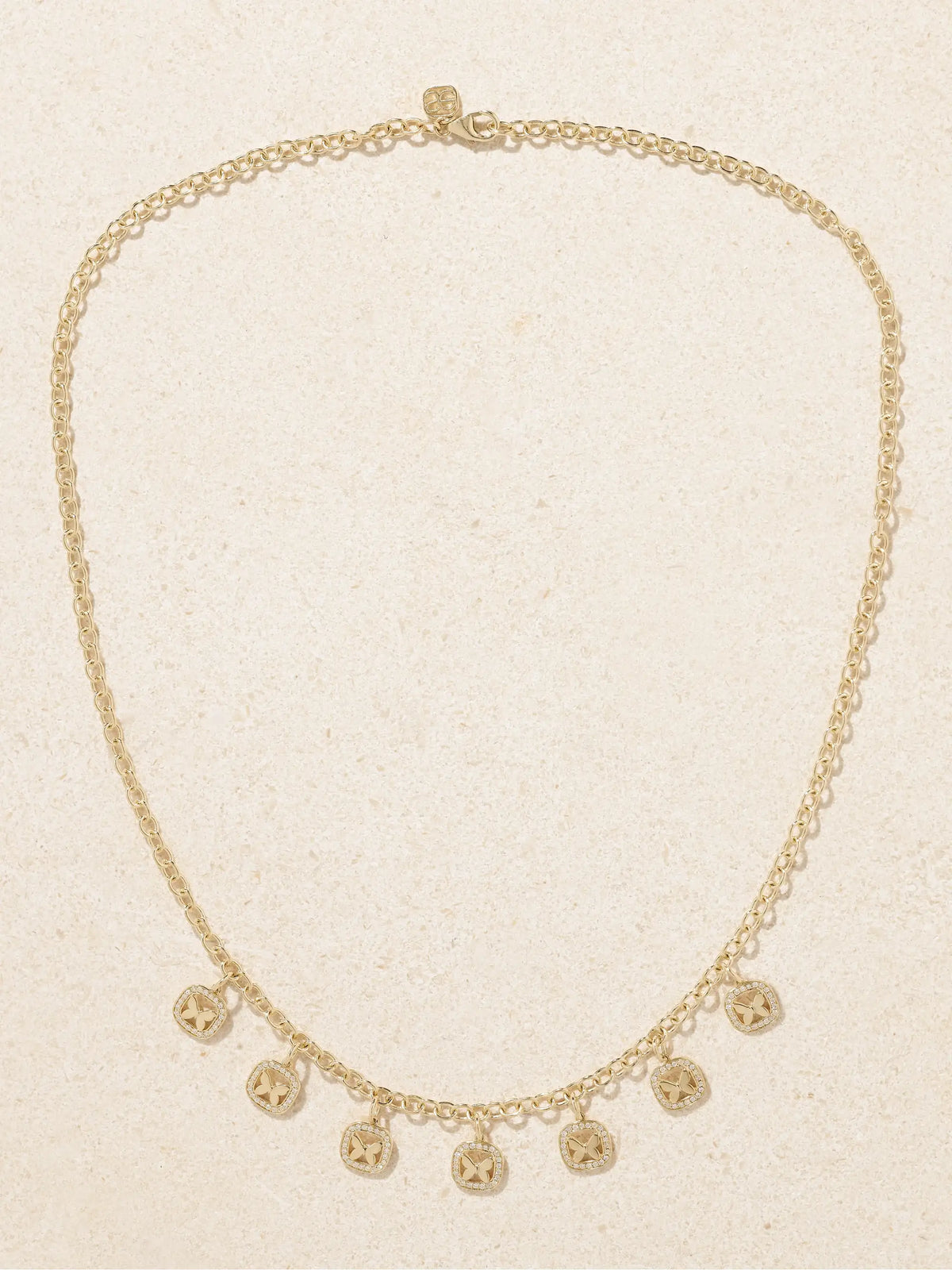 Open Icon Butterfly 14-karat Gold Diamond Necklace