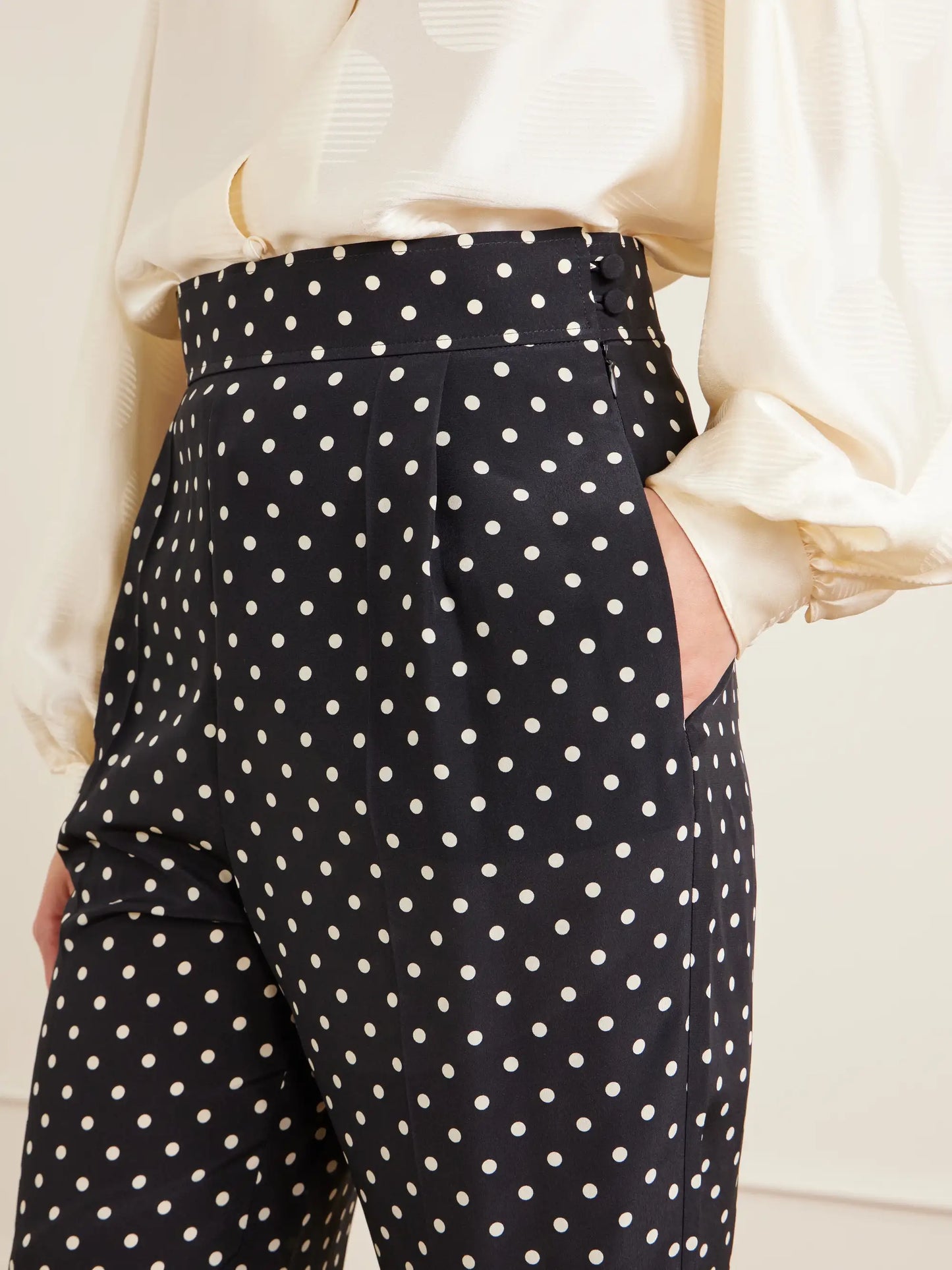 Polka-dot Silk Crepe De Chine Wide-leg Pants