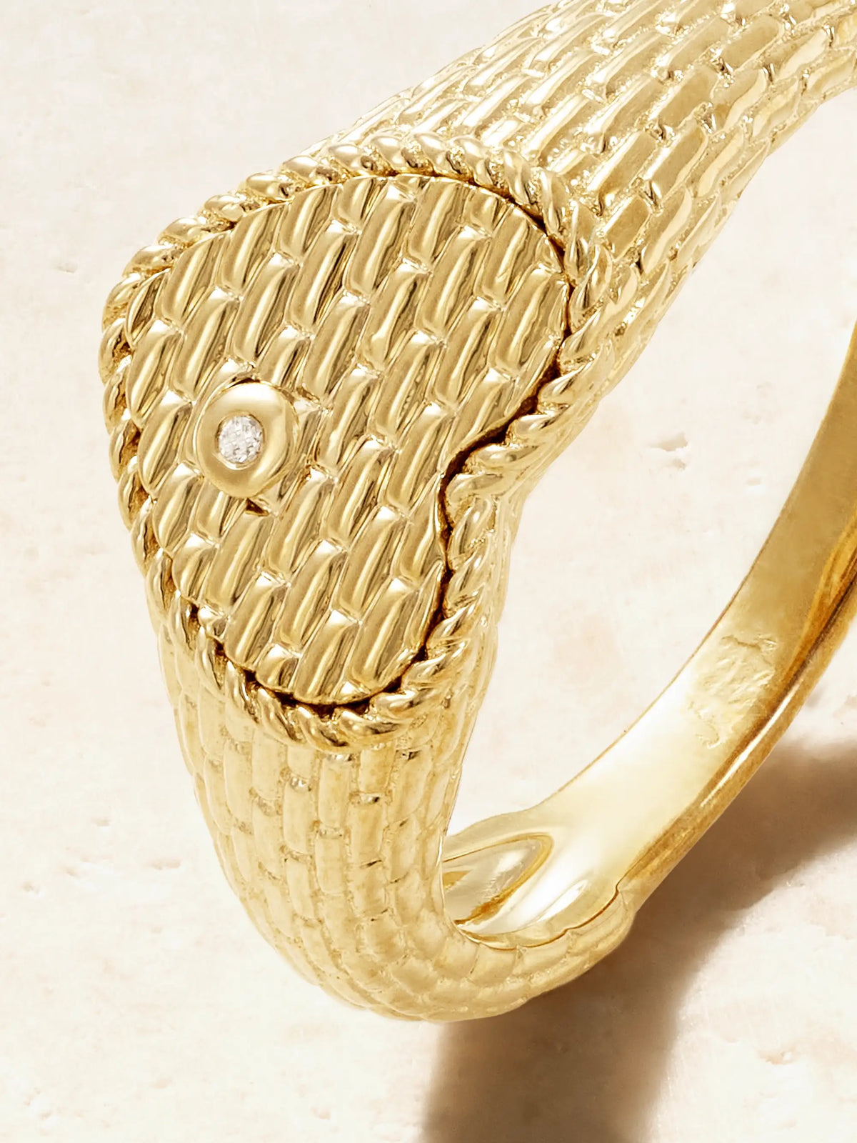 Baby Chevalière Coeur 9-karat Gold Diamond Signet Ring