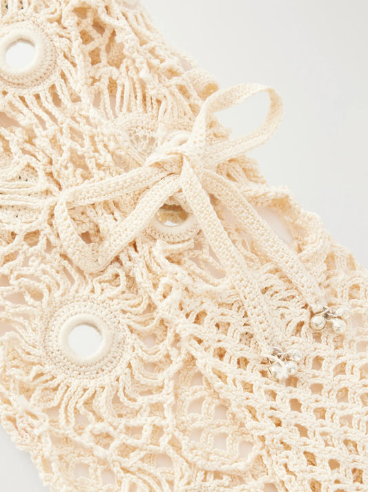 Yoshita 1967 Embellished Cotton Crochet-knit Stockings