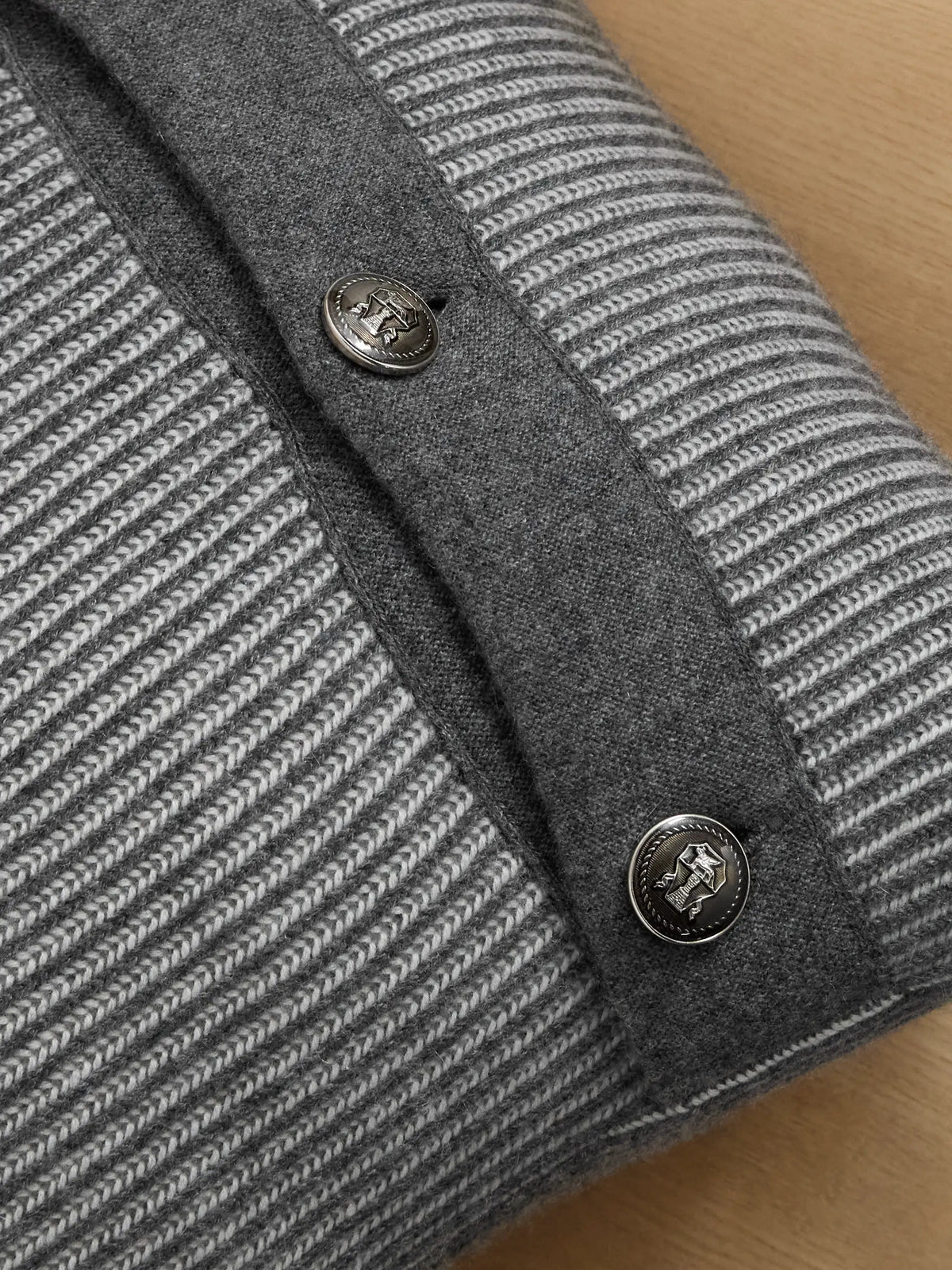 Button-detailed Ribbed Cashmere Cushion