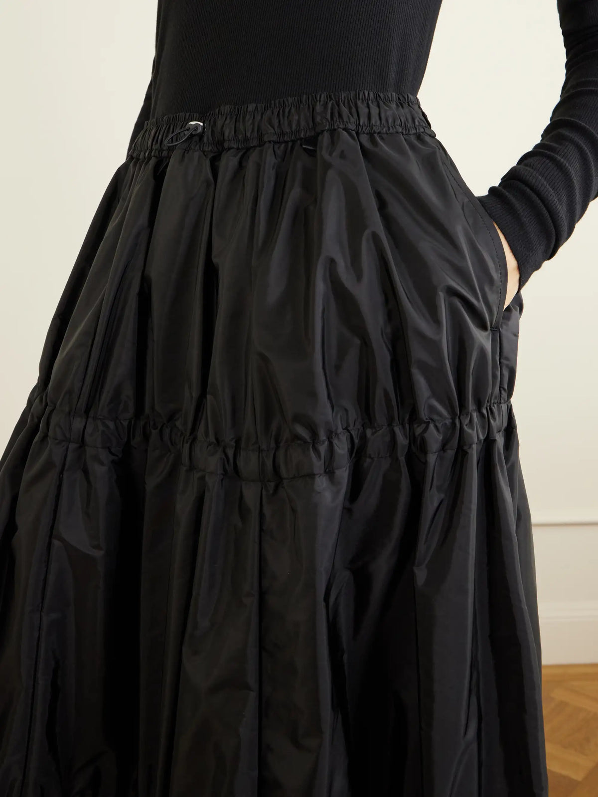 Tiered Shell Midi Skirt