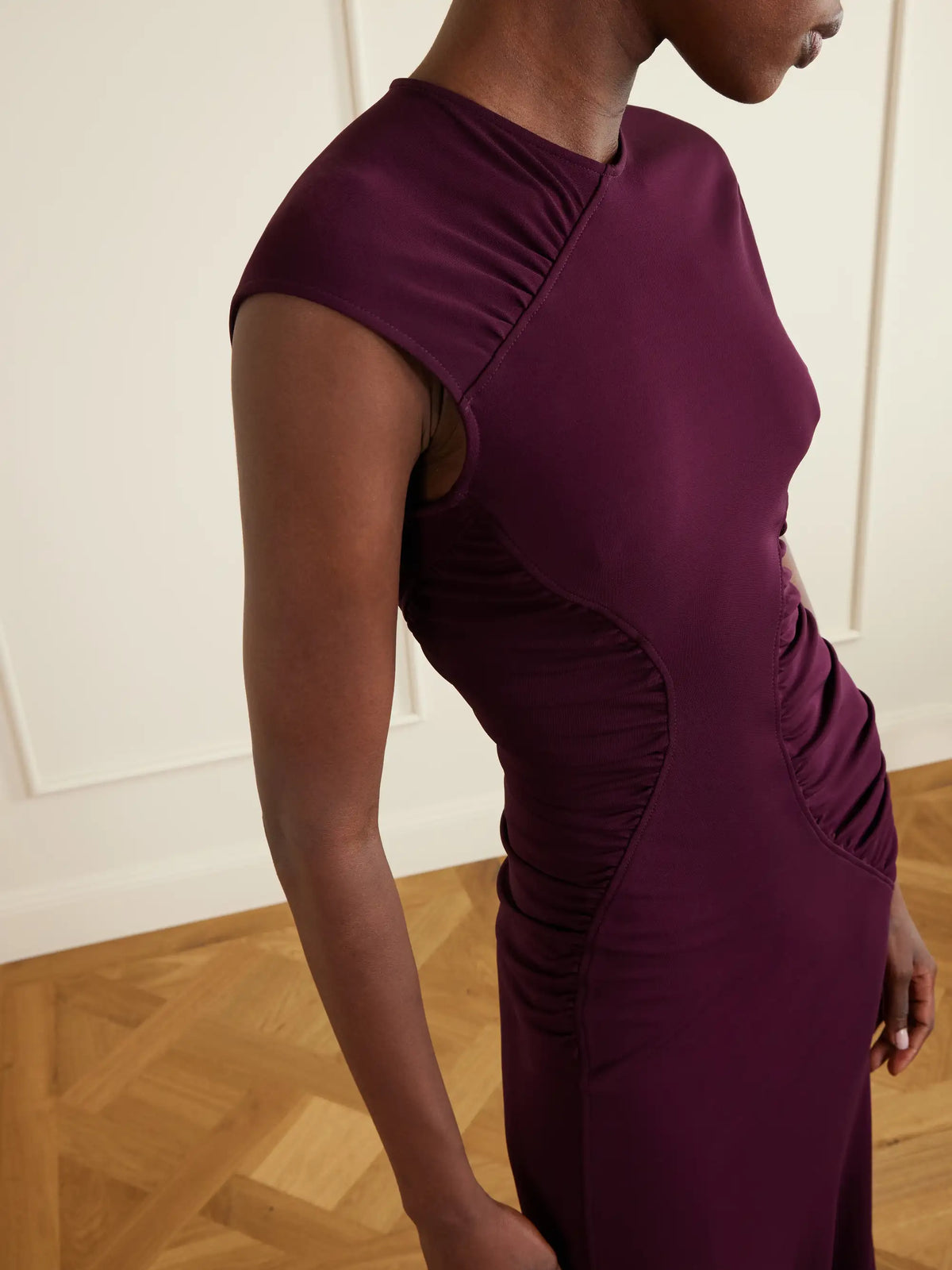 Gathered Jersey Midi Dress