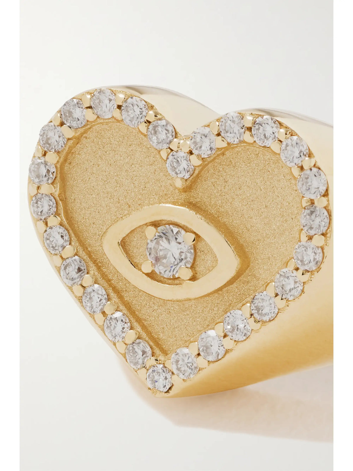 Heart Marquis Eye 14-karat Gold Diamond Signet Ring