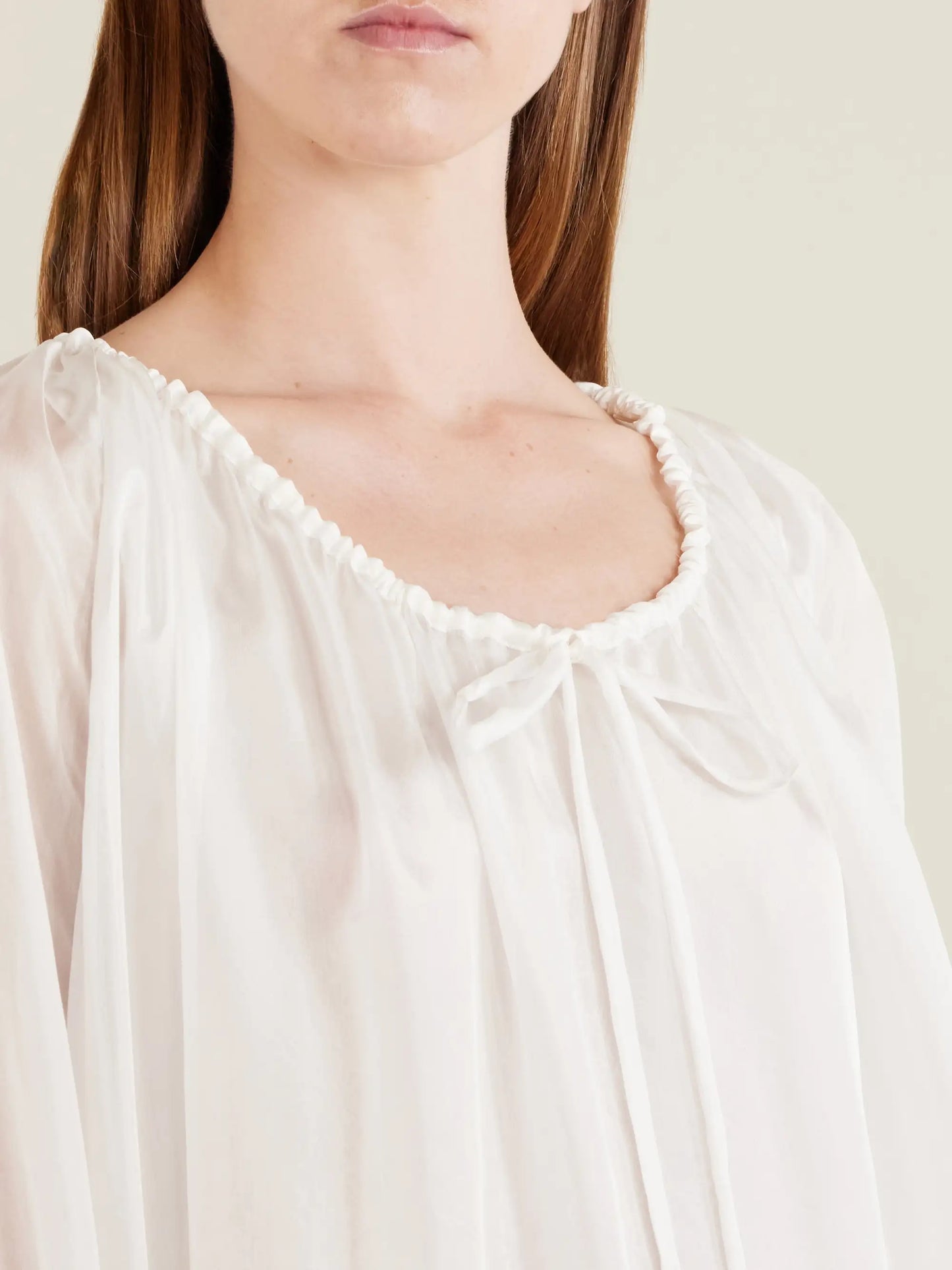 Robe La Perle Gathered Silk-organza Maxi Dress