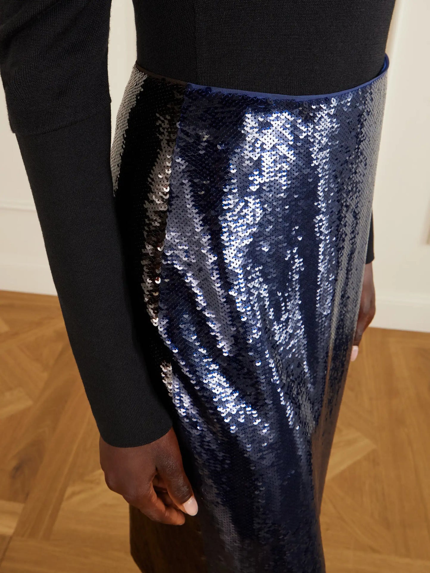 Sequined Tulle Midi Skirt