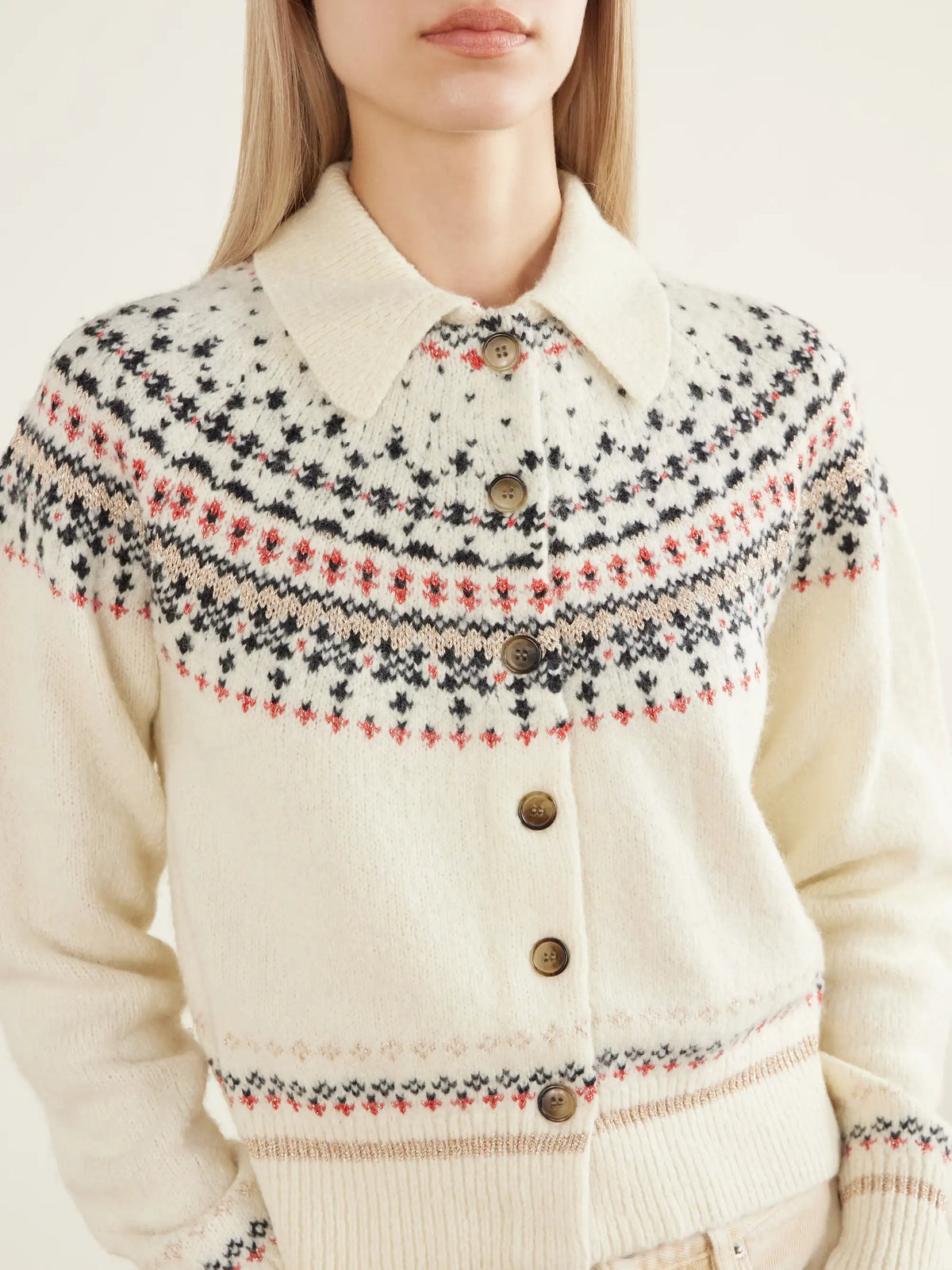 MARANT ÉTOILE Zoe Cropped Fair Isle Rib-trimmed Knitted Cardigan